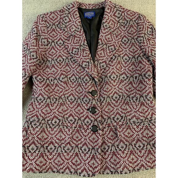 Pendleton Blazer Woolen Mills Virgin Wool Geometric Career Classic Size 8 - Picture 4 of 10